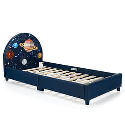 Children Twin Size Upholstered Platform Single Bed