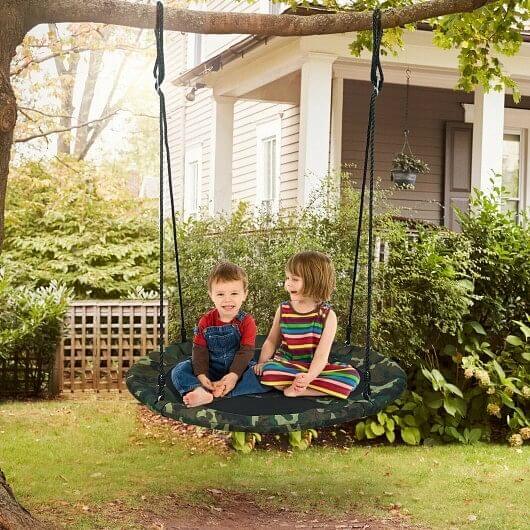 40 Inch Flying Saucer Tree Swing Outdoor Play Set with Adjustable Ropes Gift for Kids