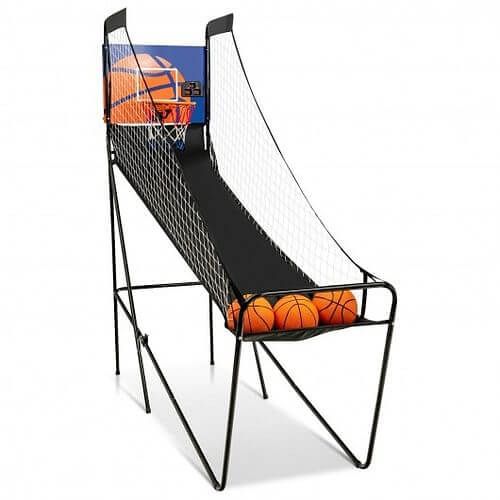 Foldable Single Shot Basketball Arcade Game with Electronic Scorer and Basketballs