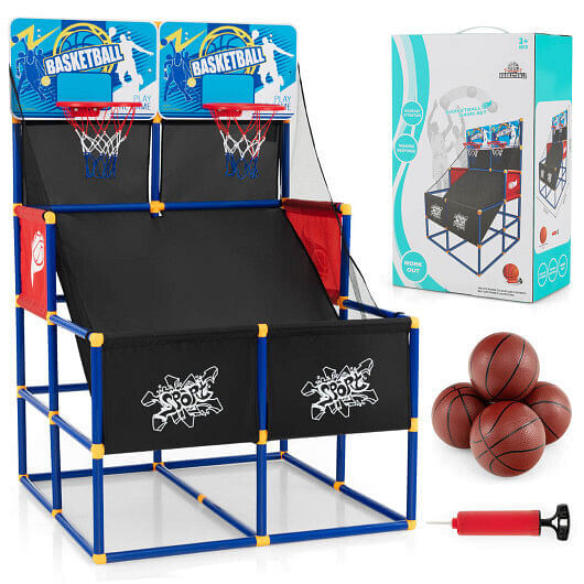 "Elevate Playtime with Our Kids Arcade Basketball Game Set – Includes 4 Basketballs and Ball Pump for Non-Stop Fun!"
