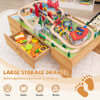 Kids Double-Sided Wooden Train Table Playset with Storage Drawer