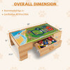 Kids Double-Sided Wooden Train Table Playset with Storage Drawer