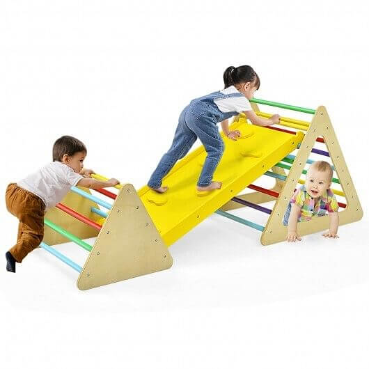 3 in 1 Wooden Set of 2 Triangle Climber with Ramp for Slid